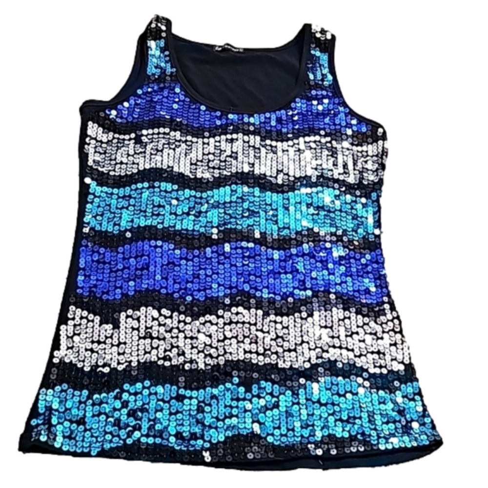 ESTI COUTURE SEQUINS TANK TOP MULTI COLOR LARGE